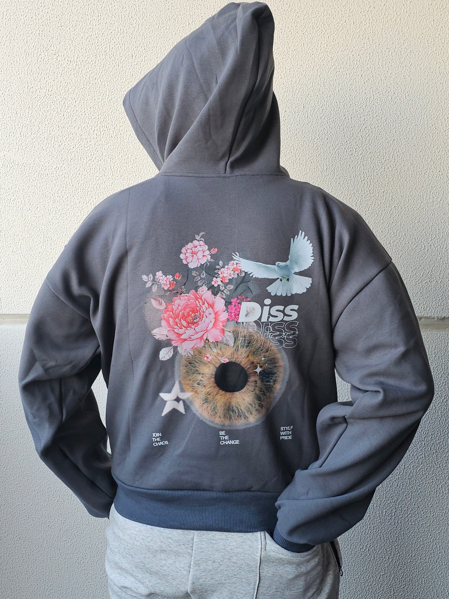 Hoodie Dark Grey "Be The Change" Diss Clothing