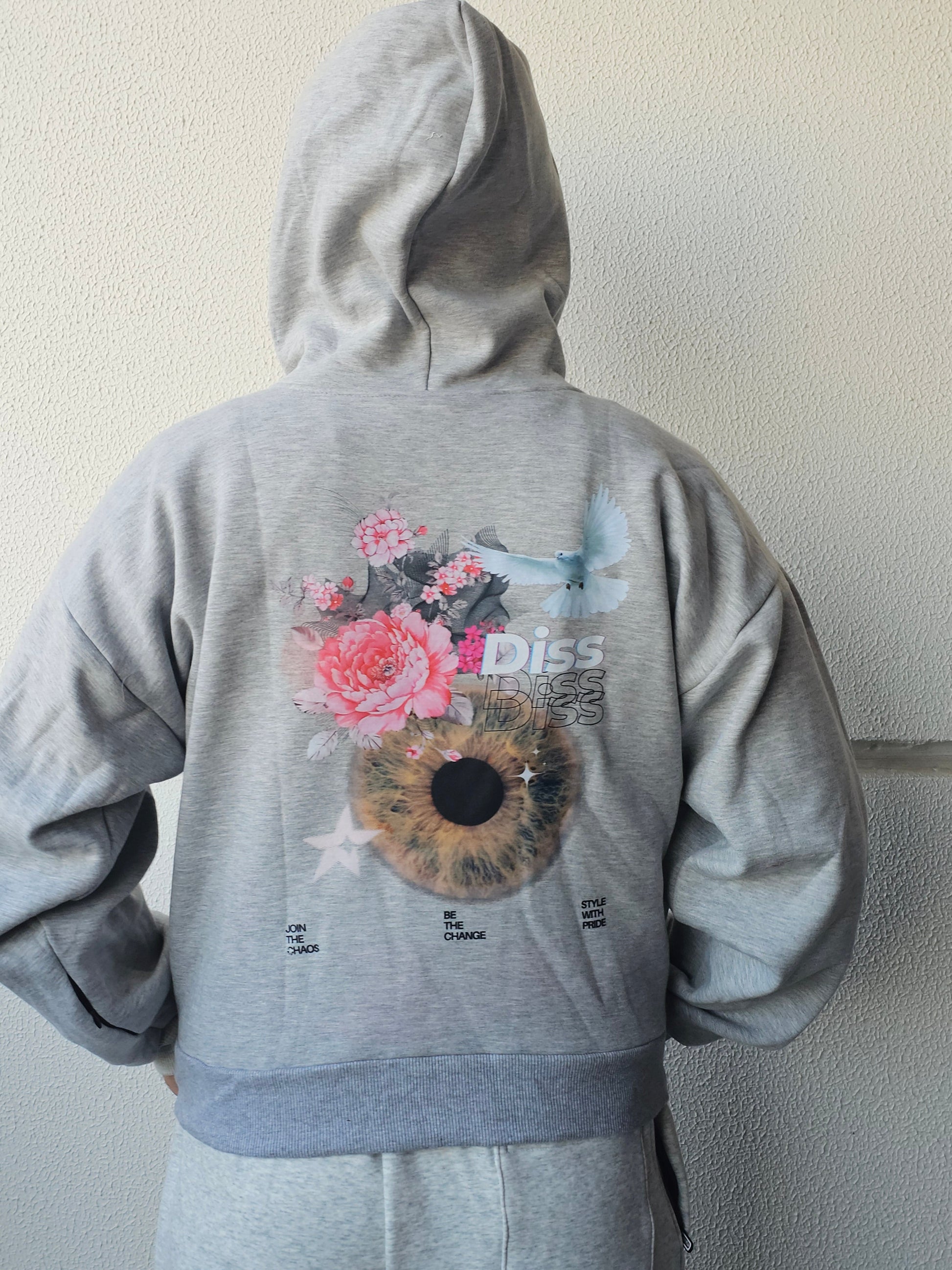 Hoodie Grey "Be The Change" Diss Clothing