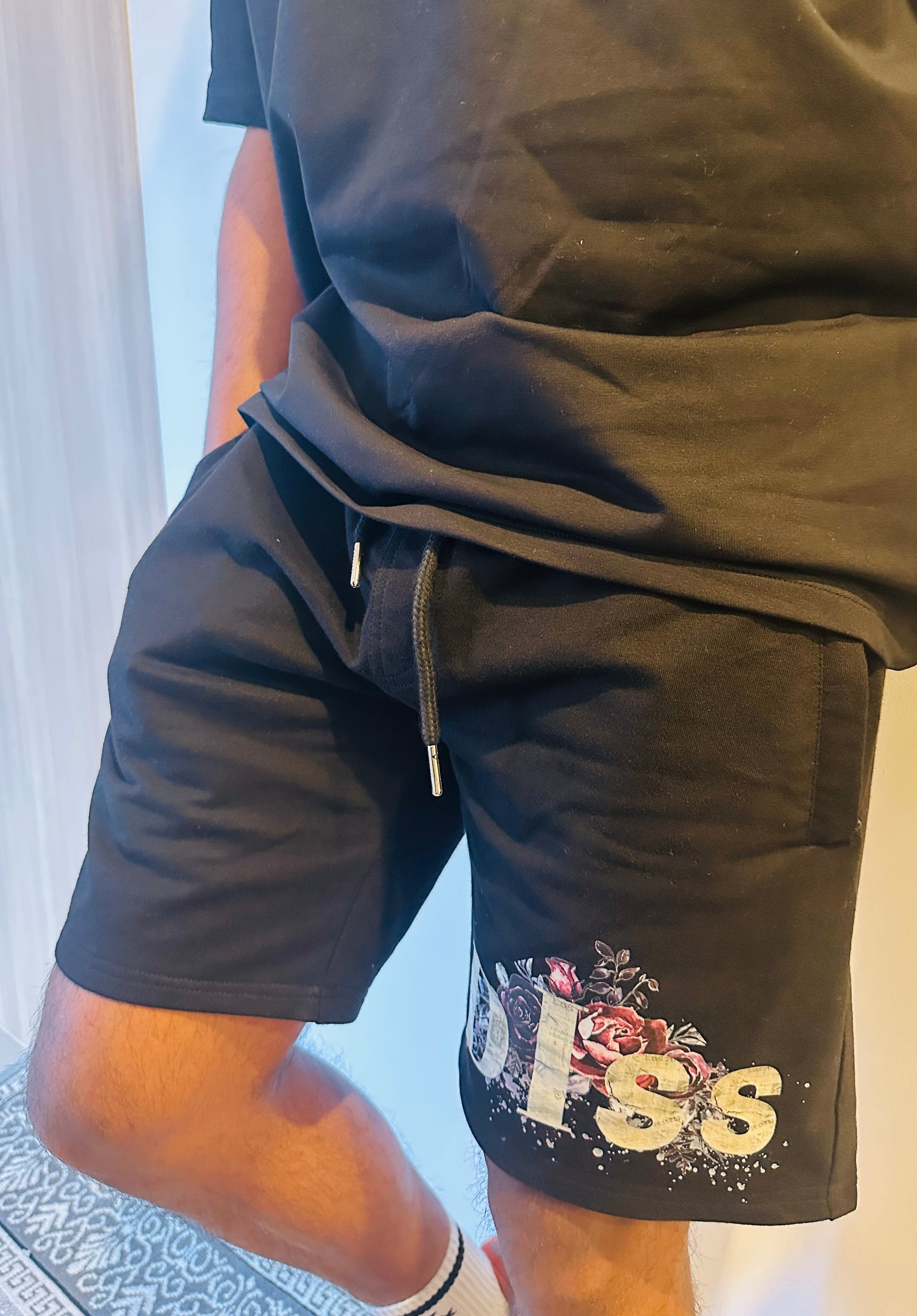 "Floral" Black Shorts Diss Clothing